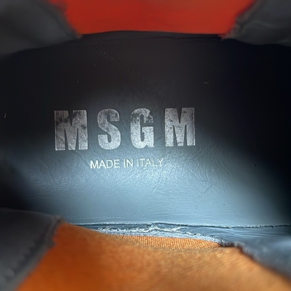 MSGM Wool High Top Sneaker US 7.5 / EUR 38 orange gray ankle boots slip on - Picture 12 of 13